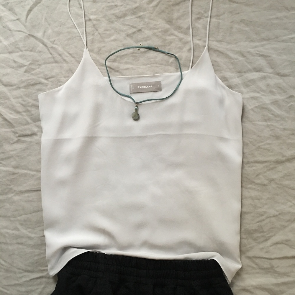 Everlane Silk Cami, Grey White, 2